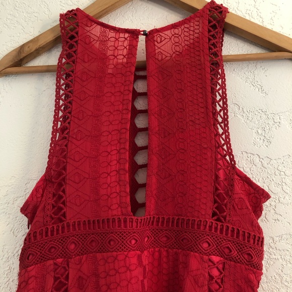 Free People Wherever You Go Red Eyelet Mini Dress - Picture 11 of 14